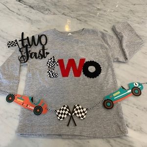 Two 2 Racecar Birthday Shirt 2T
